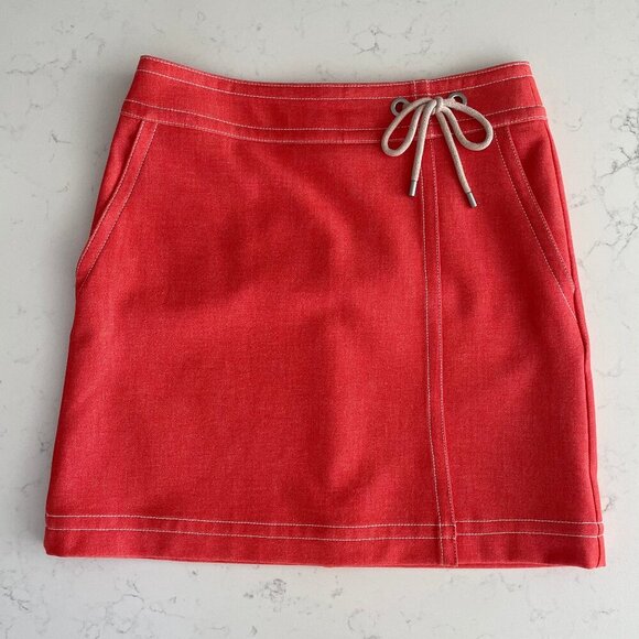 Ann Taylor Petite Faux Wrap Skirt Pick Stitching & Bow Detail Heather Orange 10P - Picture 1 of 11